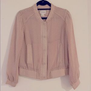 ♻️DONATED DEC. 2023♻️ 
Club Monaco pink/black polka dot pleated jacket